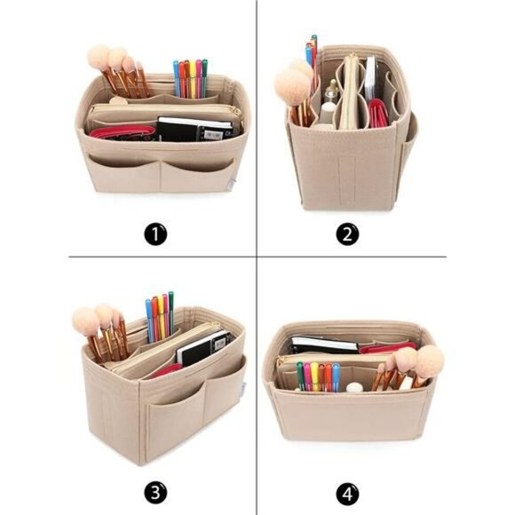 LEXSION Felt Purse Organizer Insert Zipper Tote Bag Shaper for Speedy MM GM - Picture 4 of 7